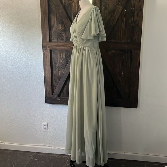 Lacería A-Line V-Neck Half Sleeves Long Chiffon with pockets - Picture 7 of 13